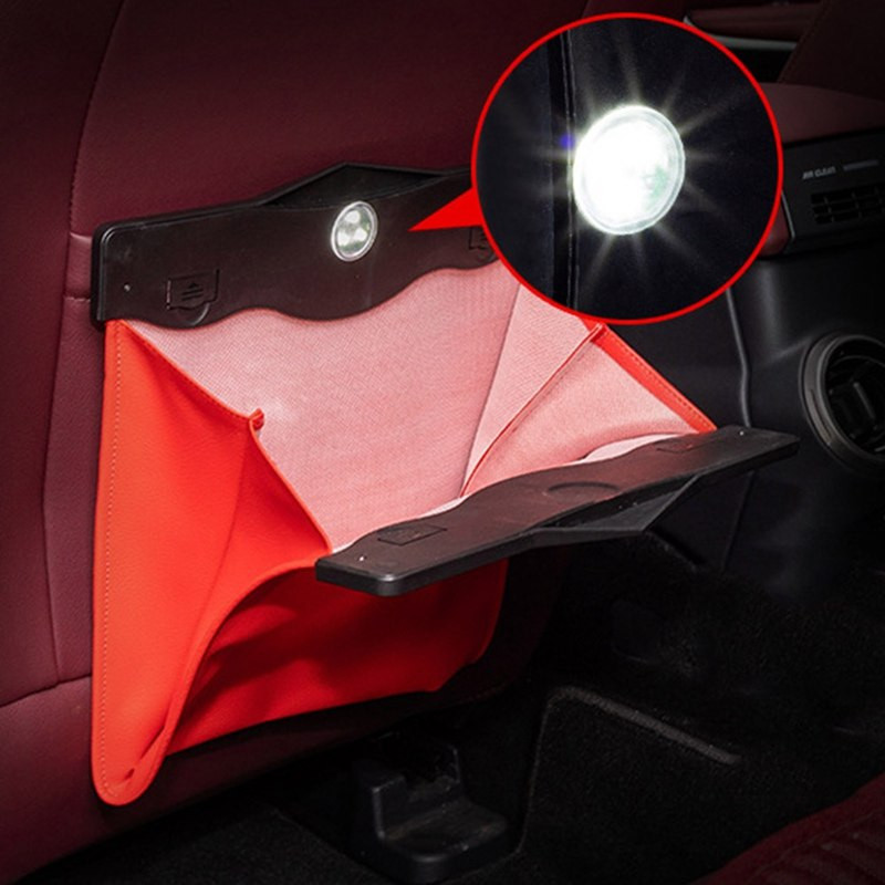 Car hanging storage bag seat back garbage bag multi-function car garbage storage bag LED light