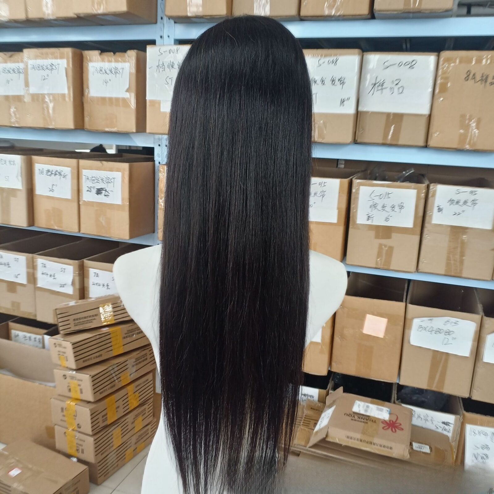 Womens Fashion Full Lace Black Human Hair Wig