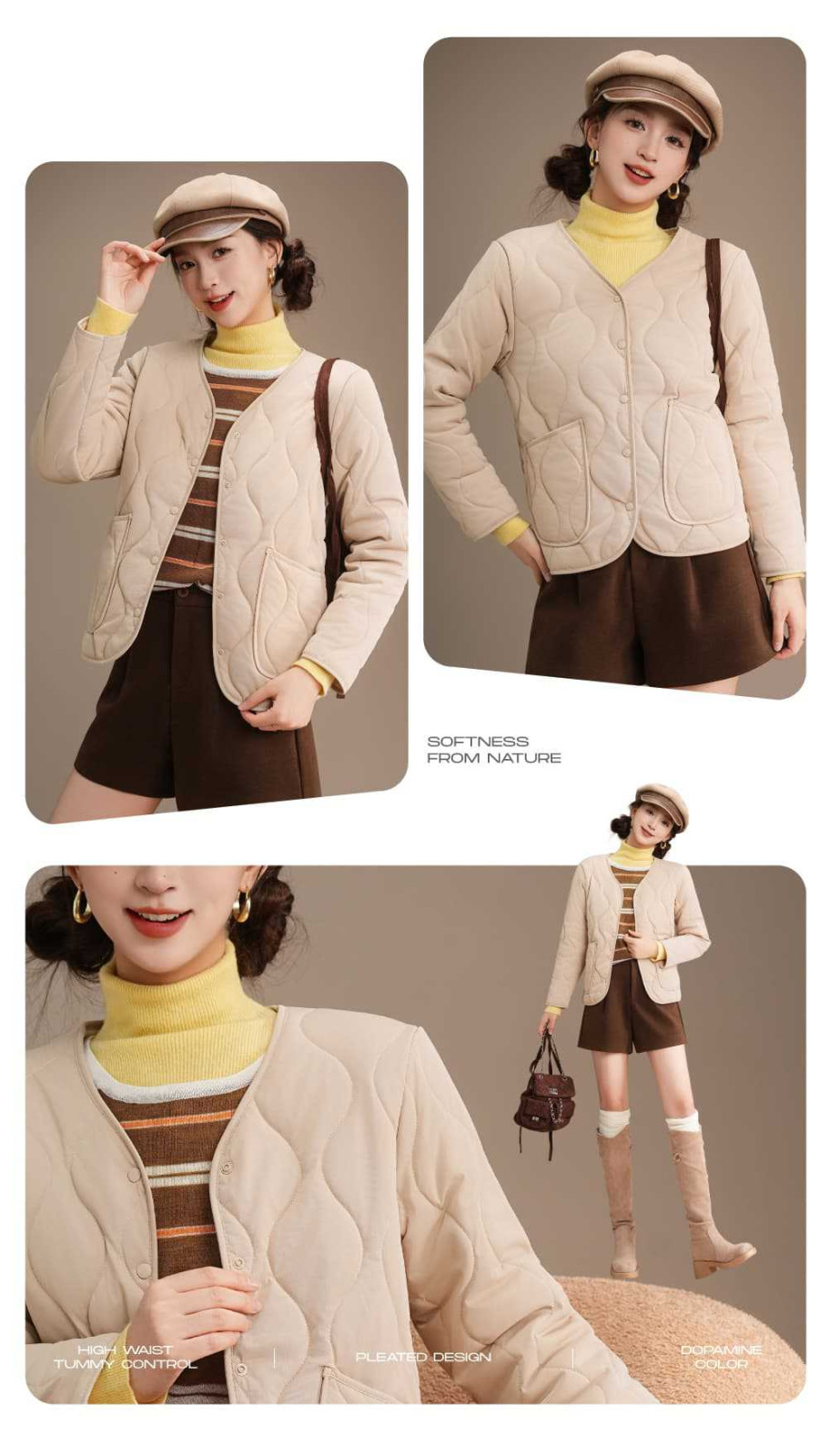 Women's Crew-neck Long-sleeve Thermal Cotton Jacket